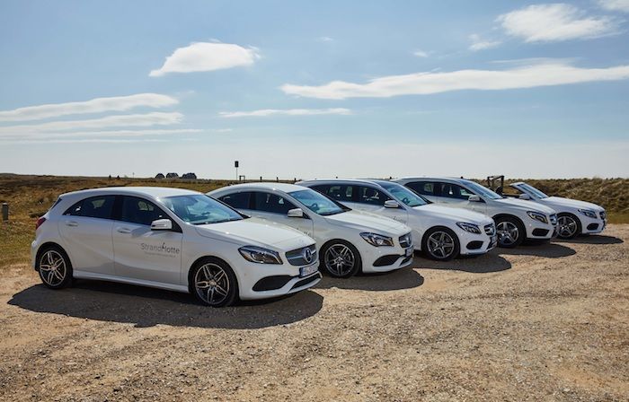 Mercedes Benz Strandflotte auf Sylt bereit zum Entdecken der Insel