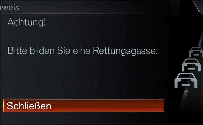 Neues Sicherheits-Feature fr BMW Fahrzeuge: Live-Hinweis zur Bildung einer Rettungsgasse