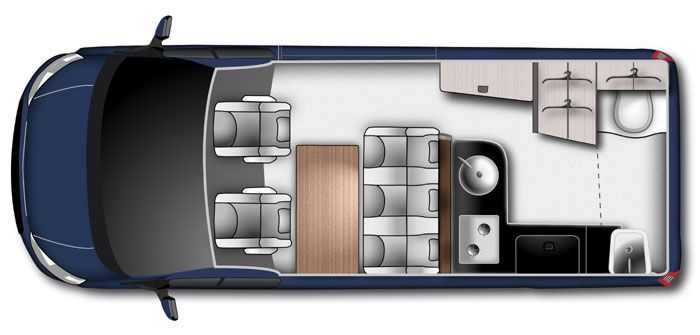 Ford Westfalia Nugget Plus - Grundriss Dachbett