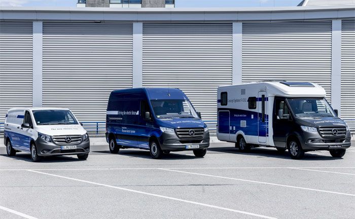 Mercedes-Benz eVito, eSprinter und Concept Sprinter F-CELL (von links)