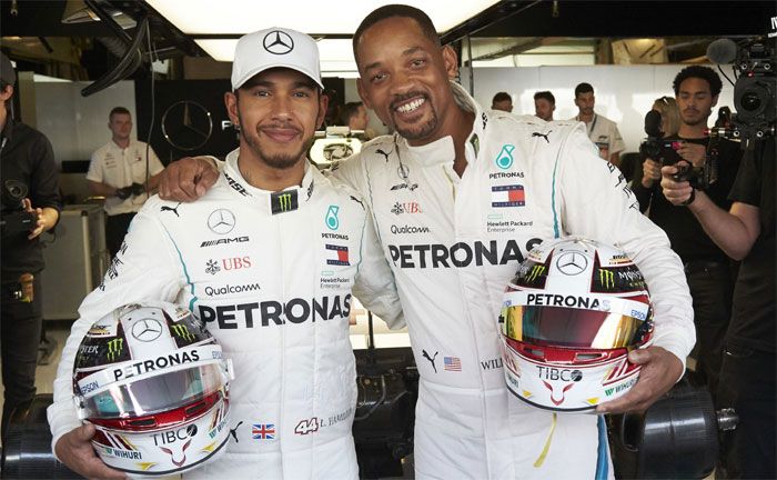 Formel 1, Groer Preis von Abu Dhabi: Lewis Hamilton (Mercedes-AMG Petronas Motorsport) und Will Smith