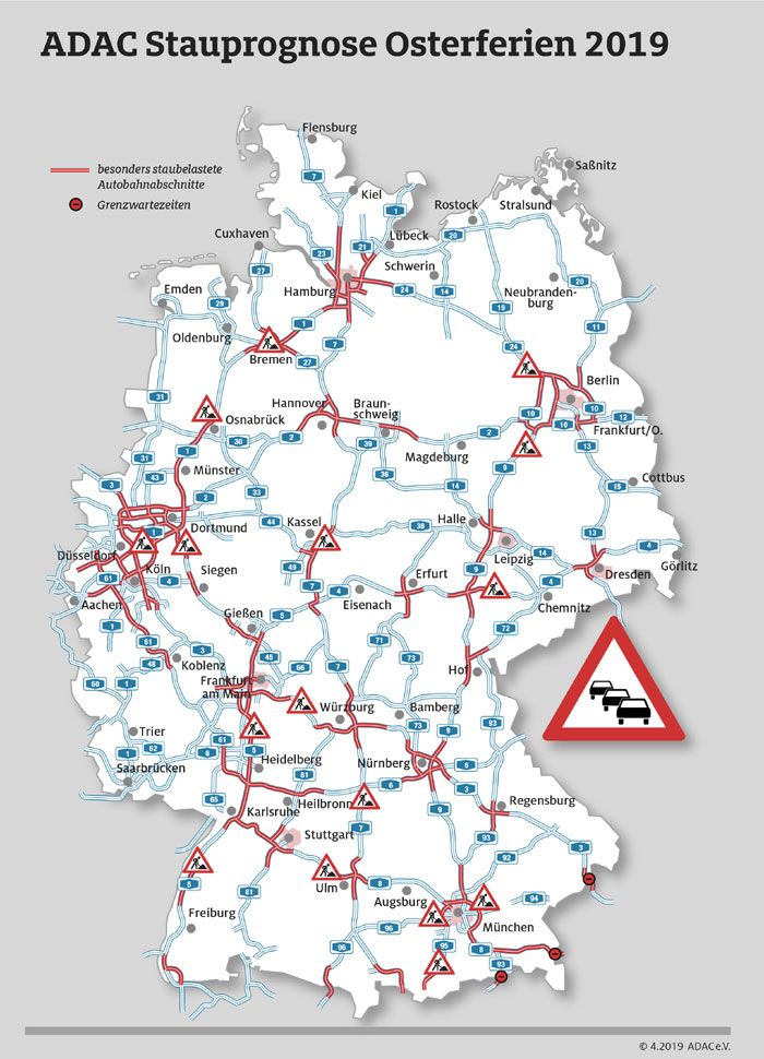 Stausituation zum Beginn der Osterferien