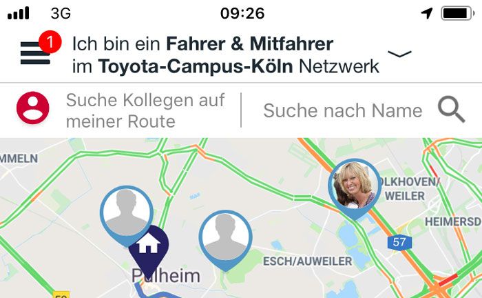 Pendlerapp der Toyota Kreditbank