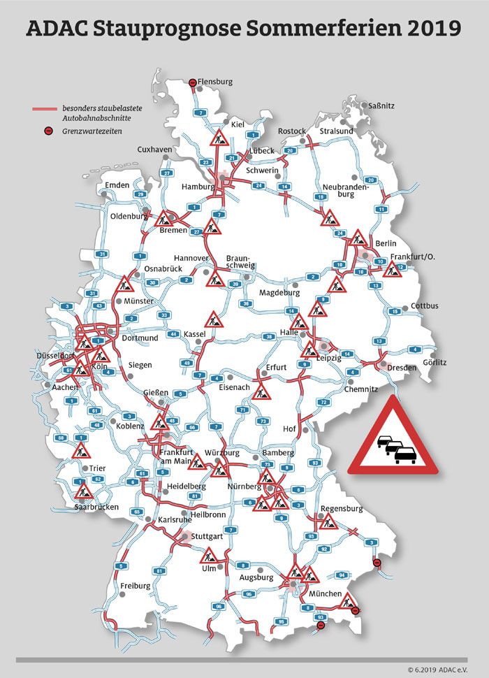 Stausituation auf Deutschlands Autobahnen an den Ferienwochenenden