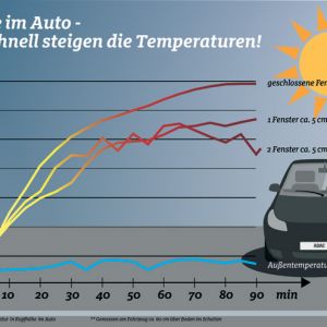 Hitze im Auto - so schnelll steigen die Temperaturen