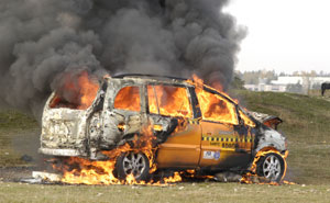 Opel Zafira CNG beim Brandversuch