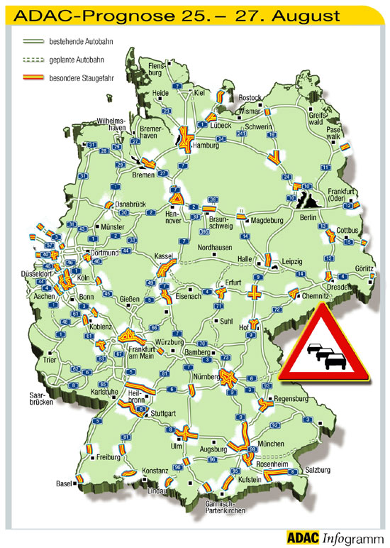 Stauprognose fr das Wochenende 25. bis 27. August
