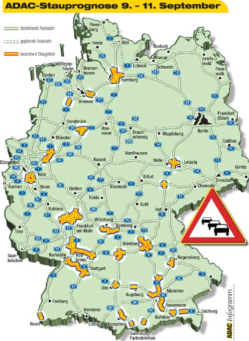 ADAC Stauprognose 09.-11. September 2005
