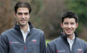 v.l.: Audi Werksfahrer Lucas Luhr und Mike Rockenfeller