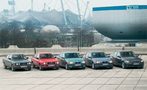  BMW 323i (1982), BMW 320i (1983), BMW 323i (1996), BMW 320i (1999), BMW 330i (2005) 