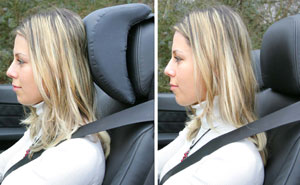Kopfstützen-Zusatzpolster schützt Autofahrer vor Schleudertrauma