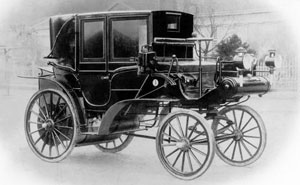 Daimler Riemenwagen Typ Victoria. Erster Motor-Taxameter, 1896