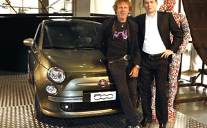 Lorenzo Sistino, CEO Fiat Automobiles und Renzo Rosso, CEO von DIESEL mit dem Fiat 500 by DIESEL