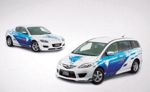 Mazda5 Hydrogen RE Hybrid und Mazda RX-8 Hydrogen RE