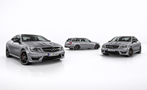 Mercedes-Benz C 63 AMG (204) 2014; Edition 507; leistungsgesteigerter AMG 6,3-Liter-V8-Motor mit 373 kW (507 PS) bei einem maximalen Drehmoment von 610 Nm stammt vom Technologie-Transfer des SLS AMG