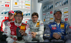 DTM Zandvoort, Qualifying, v.l.n.r.: Timo Scheider (Opel), Christian Abt (Audi), Gary Paffett (C-Class AMG-Mercedes) und Manuel Reuter (Opel)