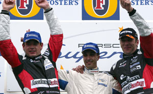 Das Podium in Imola (l.-r.): Richard Westbrook (GBR), Luca Riccitelli (ITA), Patrick Huisman (NED)