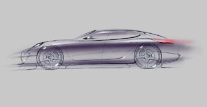 Design-Skizze des neuen Porsche-Sportcoup Panamera