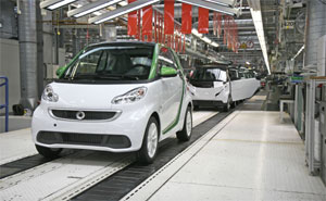 Produktion des neuen smart fortwo electric drive