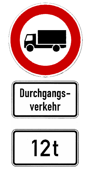 Verkehrsschild gegen Lkw-Durchgangsverkehr